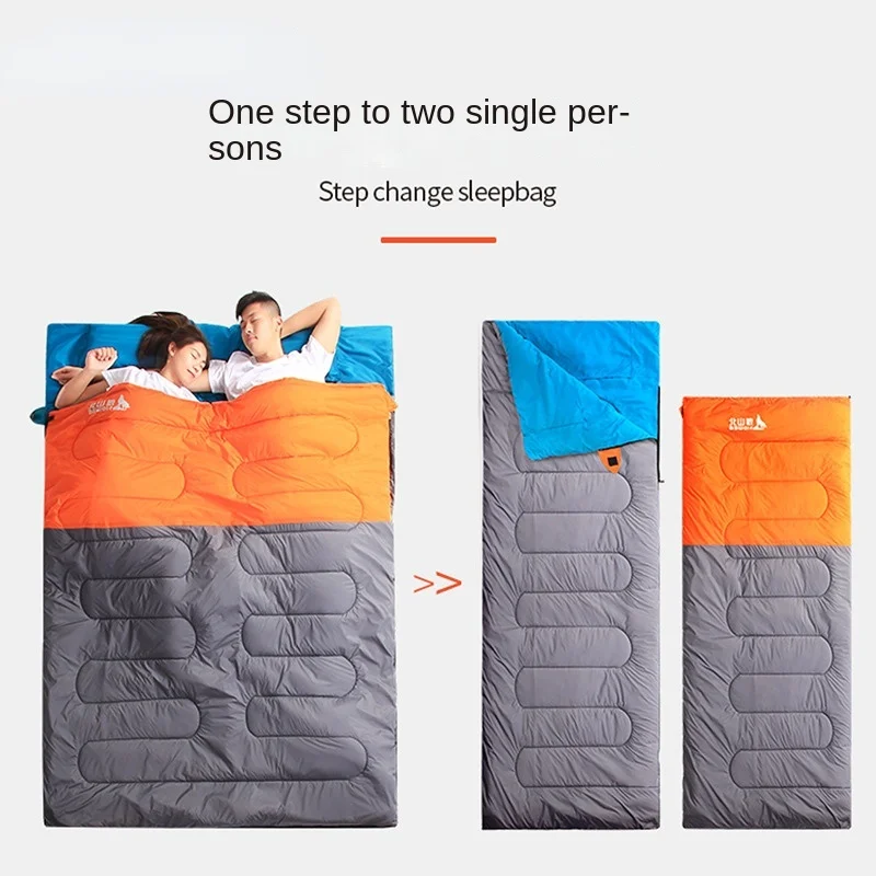 Двойной теплый походный спальный мешок для пар, расширенный и утолщенный обеденный перерыв в помещении, двойной хлопковый спальный мешок для взрослых 3