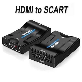 1080P HDMI-SCART Видео Аудио Высококлассный Конвертер Адаптер SCART-HDMI Адаптер Сигнала с USB-Кабелем для HDTV Sky Box STB DVD