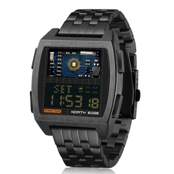 Северный край мужчины Цифровые спортивные часы 50 м водонепроницаемые наручные часы с секундомером, будильник, подсветка LED электронные наручные часы