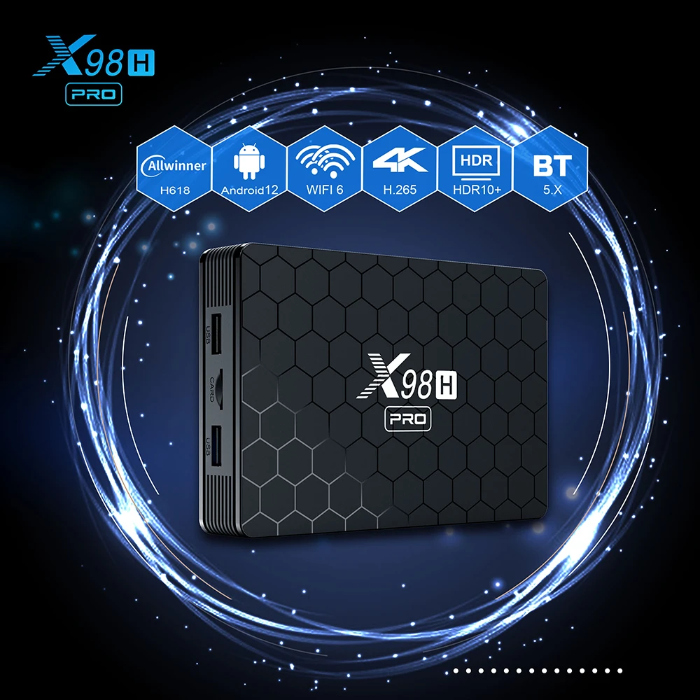 2023 Android 12,0 TV Box X98H Pro Allwinner H618 2,4 G/5G WiFi 1000M LAN BT5.X Поддержка 6K 4K H.265 HEVC телеприставка Android TVBox 1