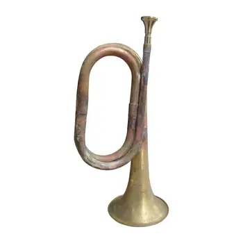 Горн из цельной меди и латуни с мундштуком, винтажная труба в классическом стиле для оркестра, школьной кавалерии, начинающих детей.