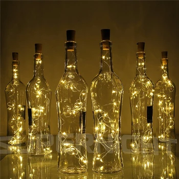 2 М 20-LED Медный Провод Струнный Светильник с Пробкой для Бутылки для Стеклянного Ремесла Бутылка Свадебное Украшение Рождественские струнные светильники
