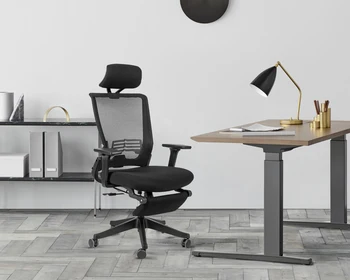Эргономичный офисный стул с высокой спинкой, подлокотником и подставкой для ног, офисный стул из регулируемой сетки с поясничной поддержкой