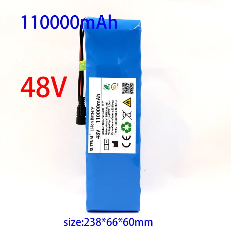 48v20ah-110ah 1000 Вт 13s3p 48 В 18650 Литий-ионный аккумулятор для 54,6 В электровелосипеда-скутера с BMS + 54,6 В ЗАРЯДНОЕ УСТРОЙСТВО + резервная батарея 1