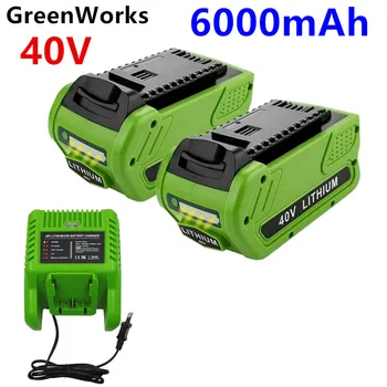 40 В 6,0 Ач Эрзац-литиевая аккумуляторная батарея для 6000 мАч GreenWorks 29472 29462 Аккумуляторная батарея G-MAX Power Tool 29252 20202 22262 25312 L50