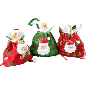 3 Цвета Рождественский Санта-Клаус, Подарок для детей, Подарочная сумка, Сумочка, Мешочек, Рождественское Украшение