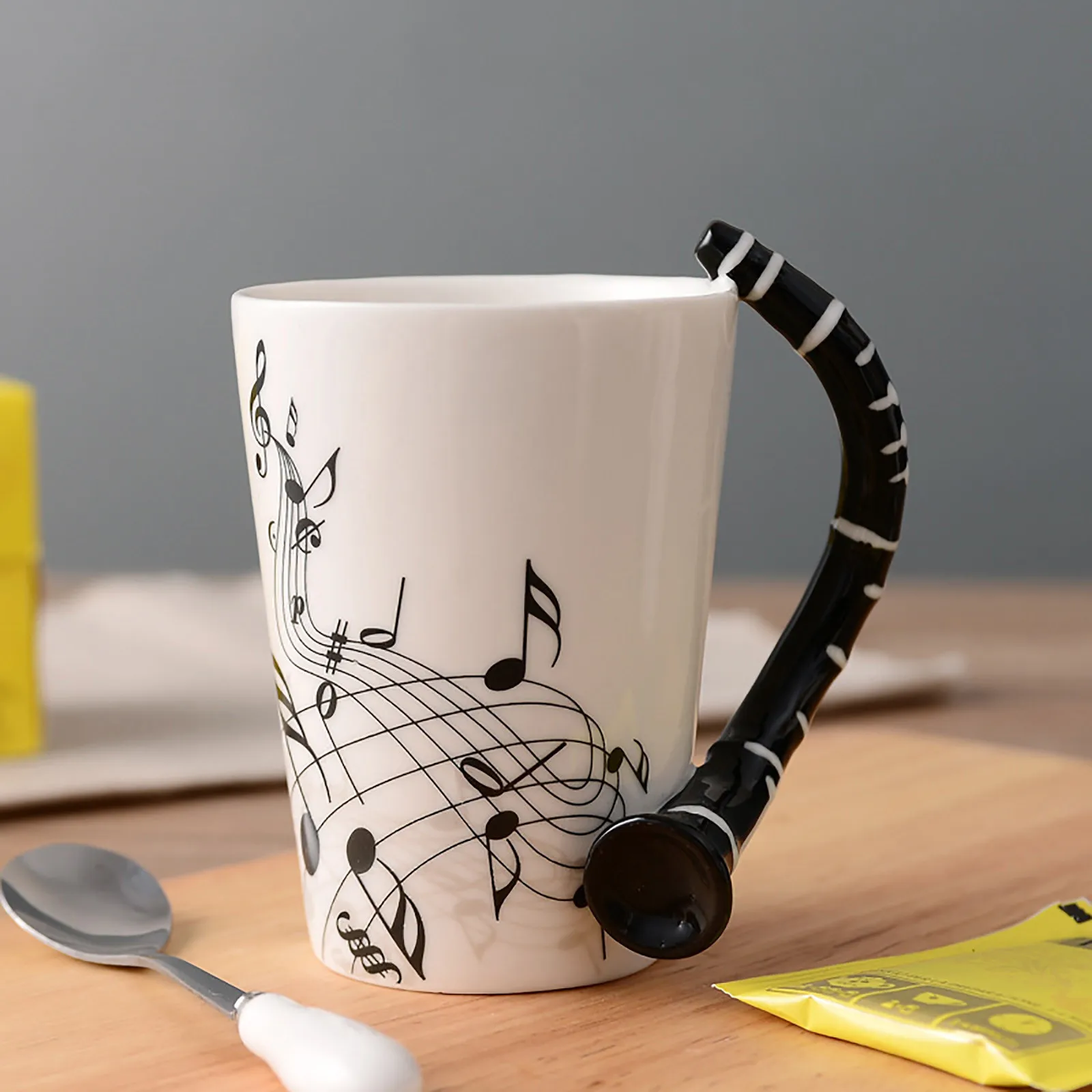 Heartbea 10 Дизайнов музыкальных кружек Кофейная кружка Гитара Подставка для электрической кофейной кружки с кружками Большие керамические кружки для кофе 24 унции 0