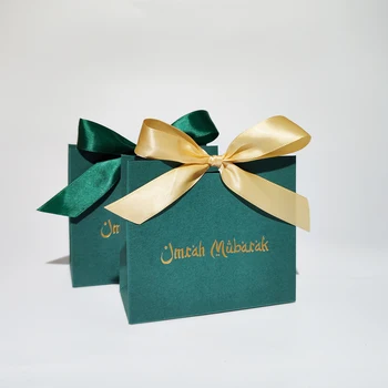 Мини-Набор Подарочных Конфетных Коробок Umrah Mubarak Green Eid Mubarak Paper BagParty Favor Подарочная Коробка Для Мусульманской Исламской Вечеринки