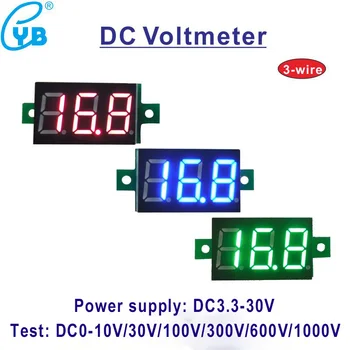 YB20 DC 0-100 В 300 В 600 В Светодиодный Цифровой Вольтметр Измеритель Напряжения Вольт Инструмент Инструмент 3-Проводной Красный Дисплей Вольт Панель Измеритель Монитор