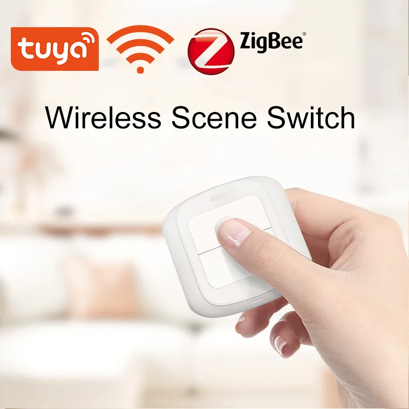 Tuya Smart ZigBee/WiFi Scene Switch 2-ганговый беспроводной пульт дистанционного управления кнопкой 