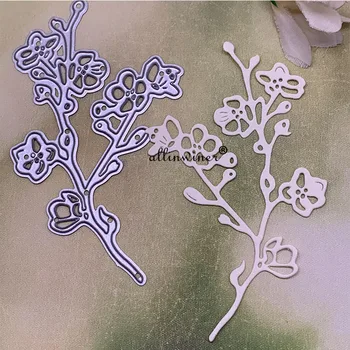 Декоративные металлические штампы для резки веток вишни, трафареты для вырезания альбомов для скрапбукинга 