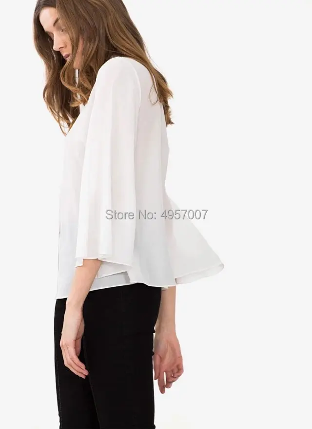 Высококачественная 1005 Белая Однотонная Блузка-Рубашка - 2019ss Женская Рубашка С Длинным Рукавом И Отворотом, Топ 1
