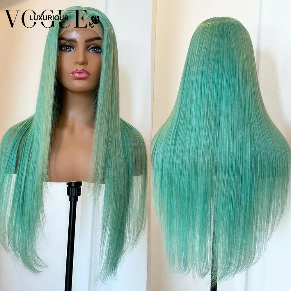 Светло-мятно-зеленые Свободные парики с объемной волной для женщин из Бразильских натуральных человеческих волос 13x4, Прозрачный Кружевной Фронтальный Шелковистый Прямой Парик 1