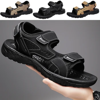 Сандалии для мужчин Кожаные Модные летние сандалии 2023 года, мужская походная обувь для скалолазания, мужская легкая пляжная обувь, женская