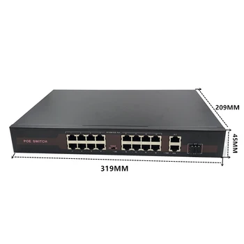 Коммутатор POE с 16 (100 М) + 2 (1000 м) + 1SFP-портом IEEE 802.3 af/at Подходит для IP-камеры/беспроводной системы APcamera 48V Ethernet