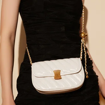 Женская маленькая квадратная сумка на цепочке из воловьей кожи 2023, сумка через плечо, высококачественная натуральная кожа Для женщин, женский Новый дизайн