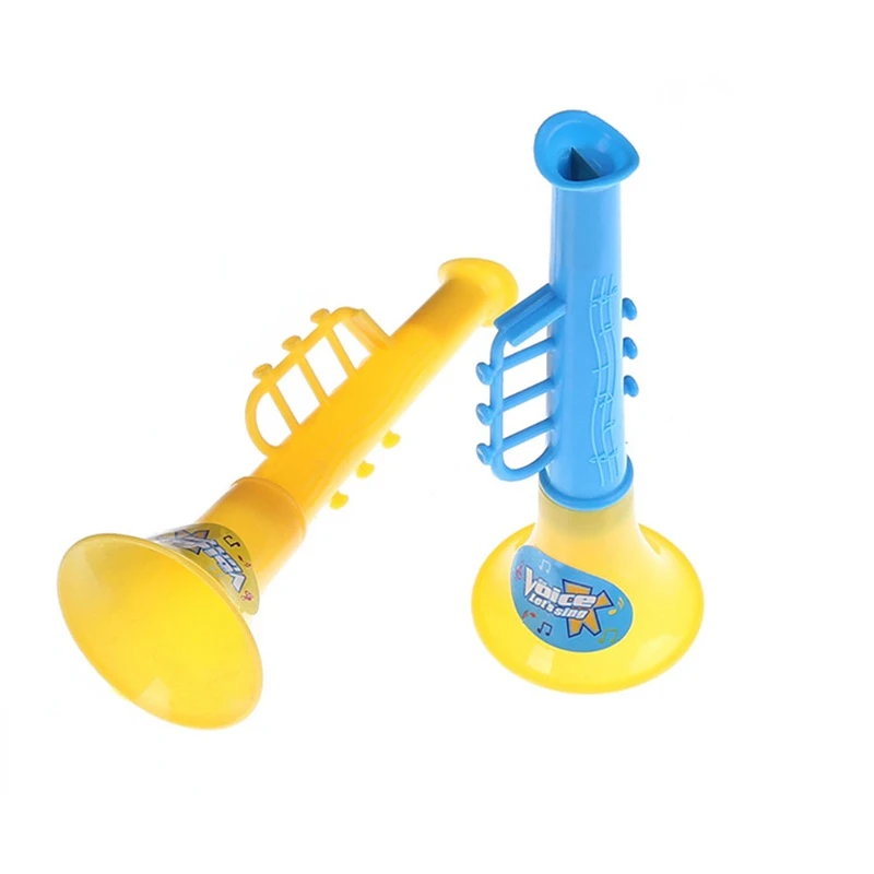 12 шт. детских маленьких игрушек, двухсекционный мини-рожок, детский мультяшный пластиковый детский сад, играющий на маленьких музыкальных инструментах 4