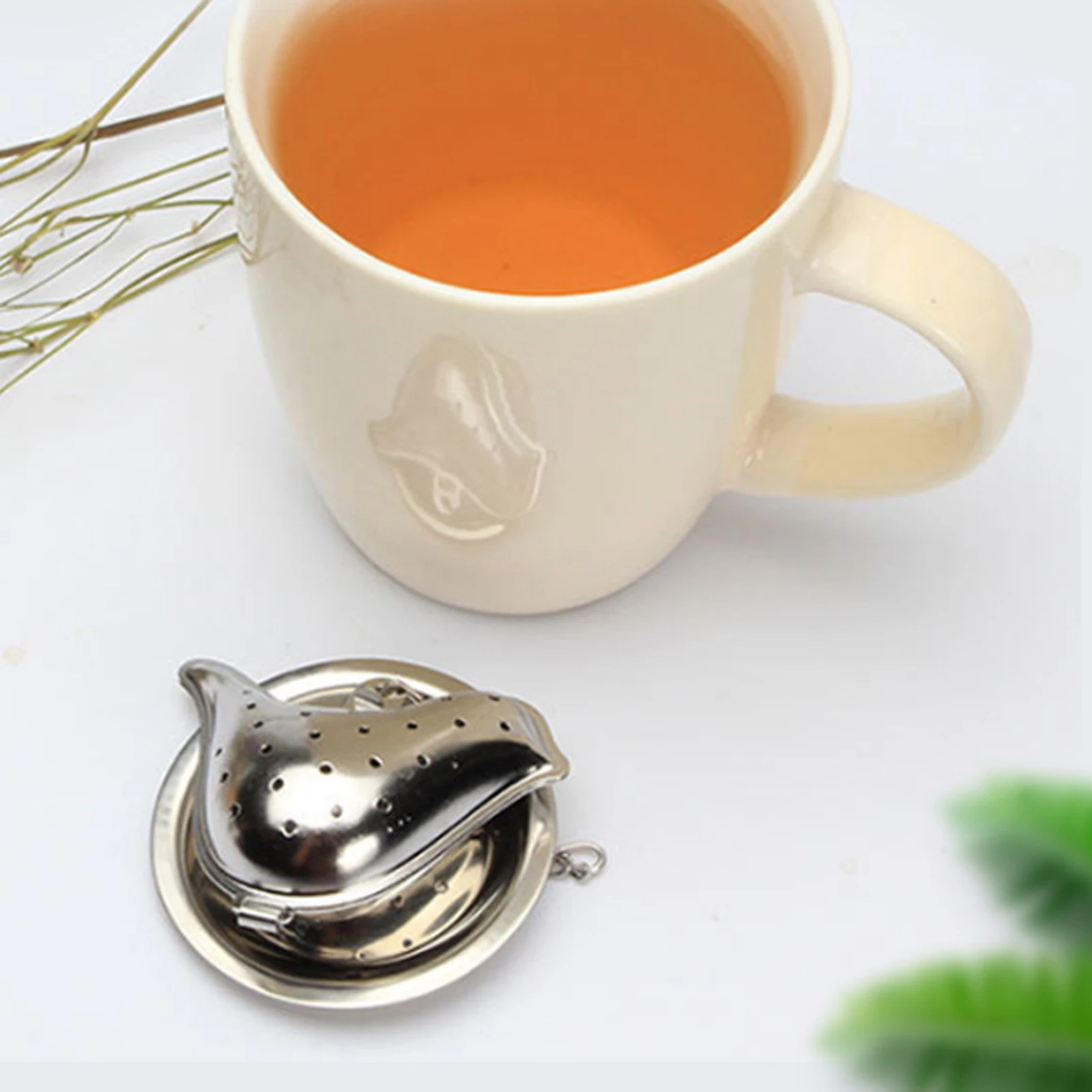 Фильтр для заварки чая из нержавеющей стали в форме птицы, чайный шарик из нержавеющей стали с длинной цепочкой для просачивания рассыпного листового чая и кофе 5