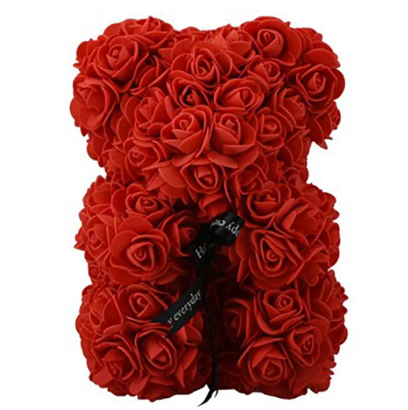 ГОРЯЧИЙ подарок на День Святого Валентина 25 см Красные цветы Плюшевый Мишка Роза искусственные цветы для украшения свадебный цветок подарок подруге 1