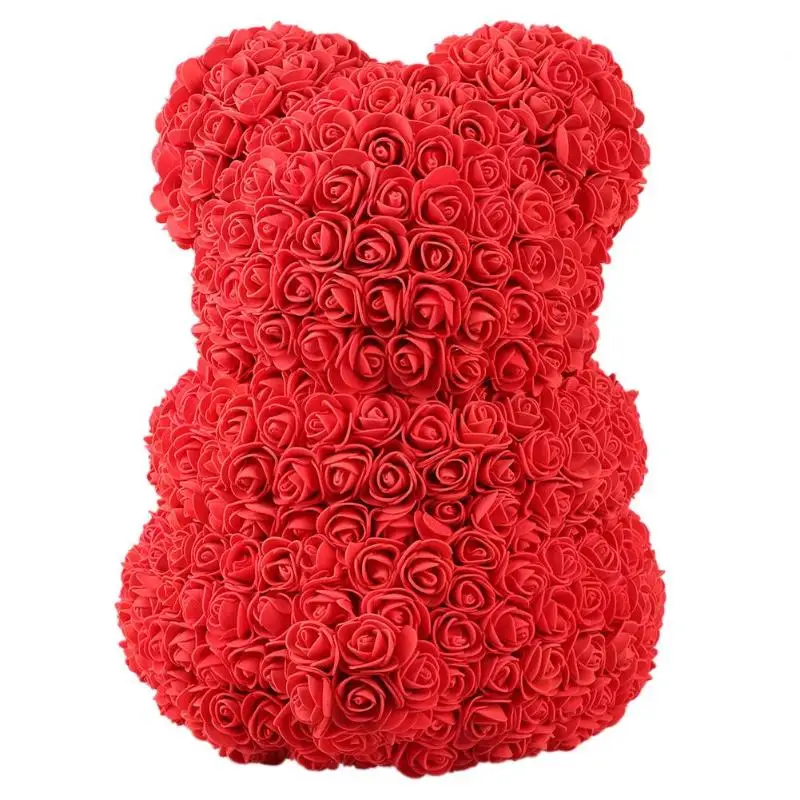 ГОРЯЧИЙ подарок на День Святого Валентина 25 см Красные цветы Плюшевый Мишка Роза искусственные цветы для украшения свадебный цветок подарок подруге 2