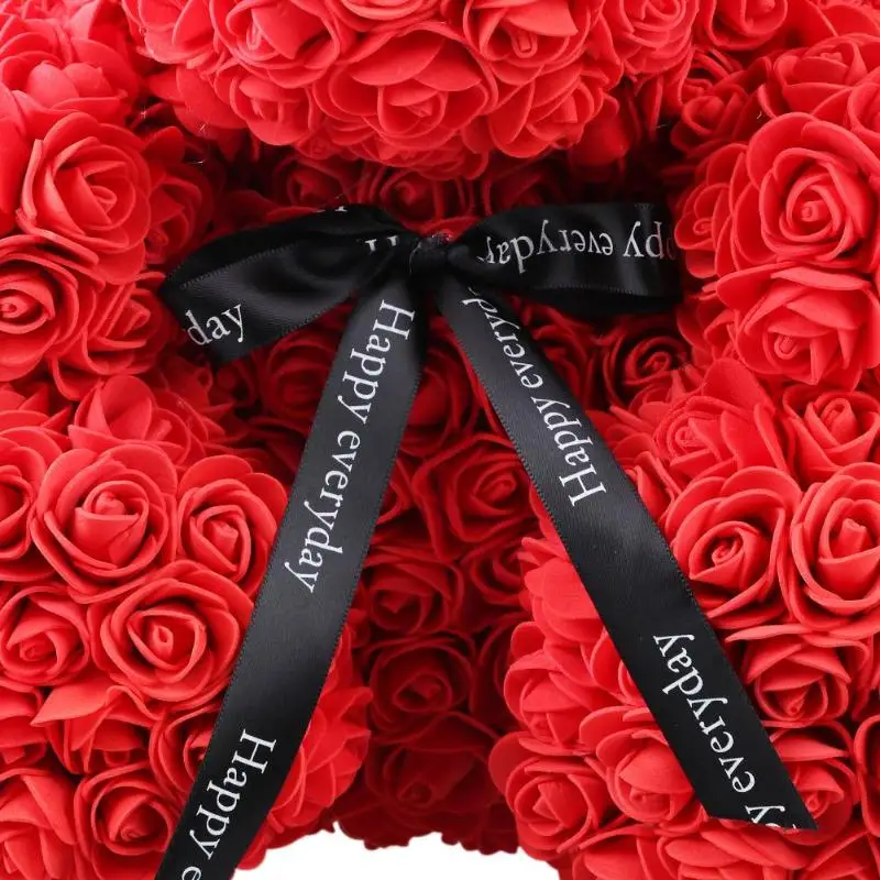 ГОРЯЧИЙ подарок на День Святого Валентина 25 см Красные цветы Плюшевый Мишка Роза искусственные цветы для украшения свадебный цветок подарок подруге 3