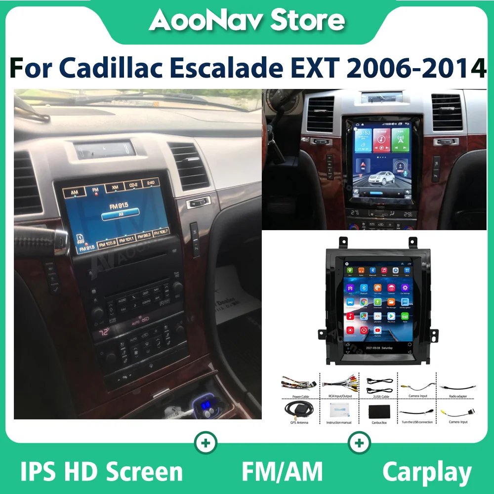 Android 12,0 Автомобильный GPS-Навигатор Для Cadillac Escalade EXT 2006 2007 2008-2014 Tesla Style Радио Стерео Мультимедийный Плеер Carplay 0