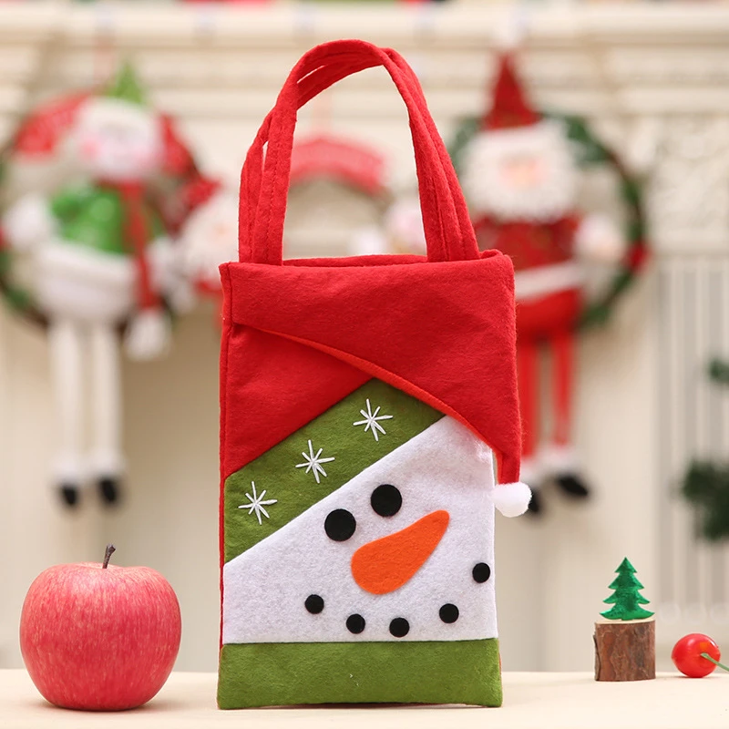 Новые тканевые сумки для хранения рождественских подарков 22*15 см, держатели с рисунком Санта-Клауса и снеговика с ручкой 0