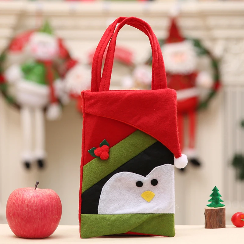 Новые тканевые сумки для хранения рождественских подарков 22*15 см, держатели с рисунком Санта-Клауса и снеговика с ручкой 3