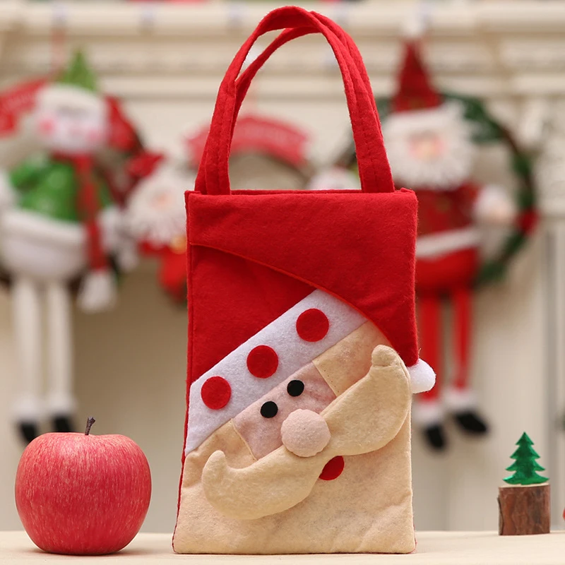 Новые тканевые сумки для хранения рождественских подарков 22*15 см, держатели с рисунком Санта-Клауса и снеговика с ручкой 4