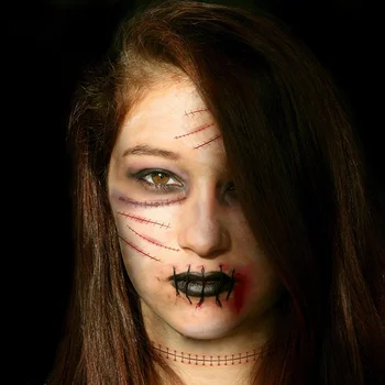 Реалистичная поддельная татуировка с кровавой раной на Хэллоуин, страшные водонепроницаемые временные татуировки, украшения для вечеринки в стиле хоррор