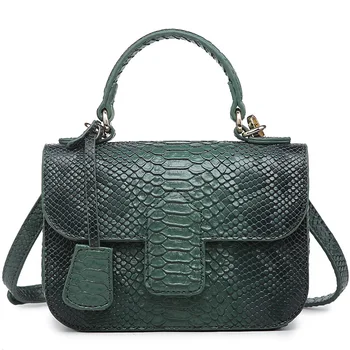 Летние Зеленые Женские сумки из искусственной кожи питона, женская сумка со змеиным узором, модная высококачественная женская сумка через плечо, мессенджер