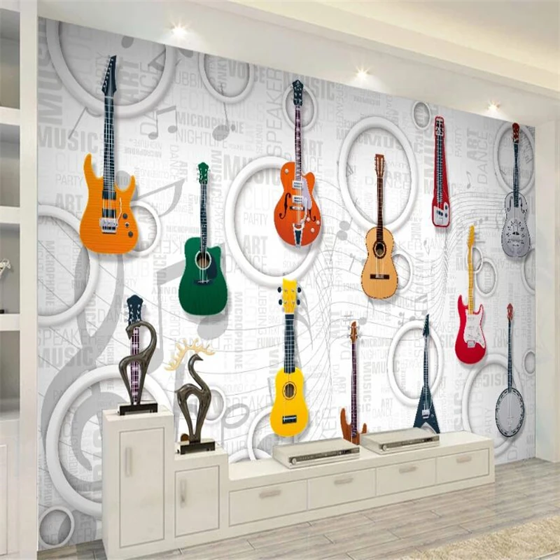 wellyu papel parede Обои на заказ Гитарное музыкальное оборудование KTV bar 3D трехмерный инструмент настенное папье-маше peint behang 2