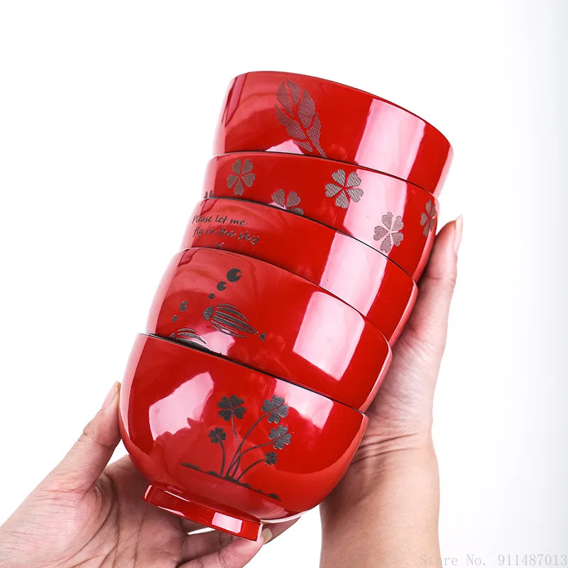 Новая праздничная подарочная чаша хозяйственные ресторанные принадлежности с резьбой по японскому цветочному узору свадебный подарок новогодняя красная деревянная чаша 1