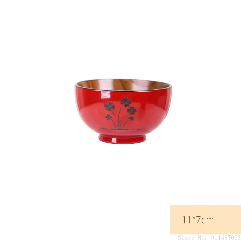 Новая праздничная подарочная чаша хозяйственные ресторанные принадлежности с резьбой по японскому цветочному узору свадебный подарок новогодняя красная деревянная чаша 5