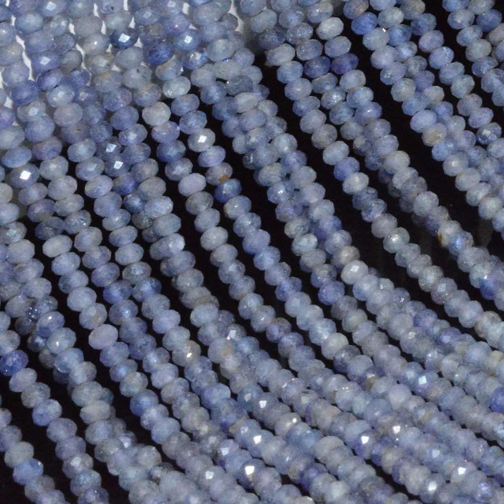Граненые бусины-рондели из натурального танзанита 3,6 мм, толщина около 2,5 мм 3