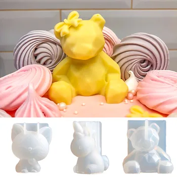 Силиконовая форма 3D Стерео Медведь, форма для свечей в форме животных, сделай САМ, Гипсовое мыло, Принадлежности для изготовления свечей, украшение для ледяного шоколадного торта