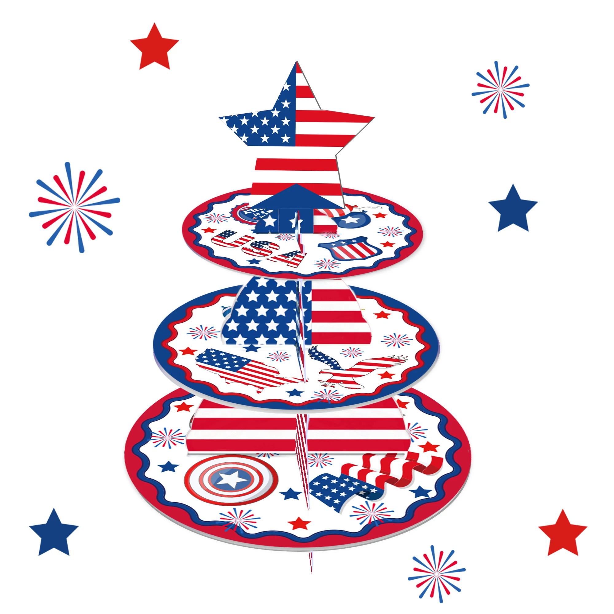 3-х Уровневый США, 4 июля, Подставка для кексов, День Рождения, Десерт, Подставка для торта, День Независимости, Принадлежности для украшения кексов 2