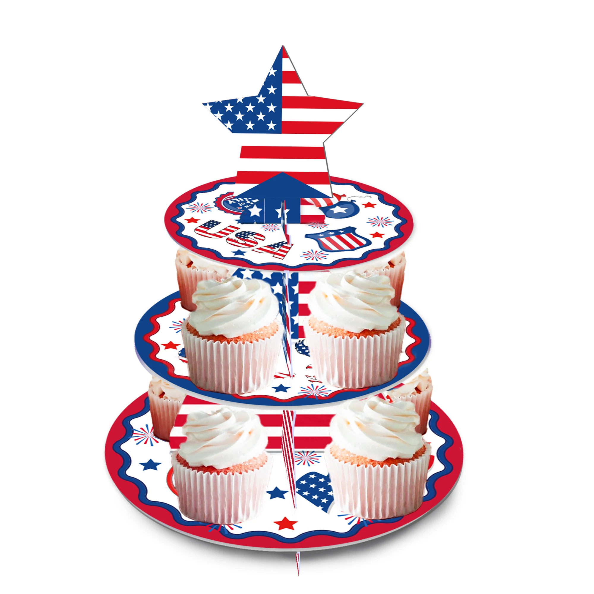 3-х Уровневый США, 4 июля, Подставка для кексов, День Рождения, Десерт, Подставка для торта, День Независимости, Принадлежности для украшения кексов 3