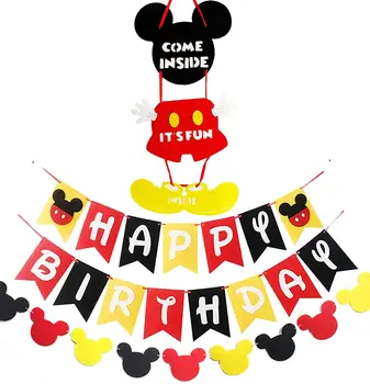 Декор вечеринки в честь 1-го дня рождения Микки Мауса, принадлежности для вечеринки в честь Дня рождения Микки Мауса для детей, баннер Микки, декор тематической вечеринки в стиле Микки