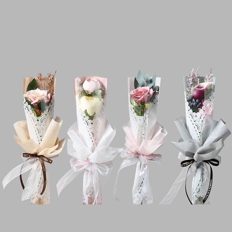 20 шт. / лот Упаковка для роз, упаковка для одного цветка, подарочная оберточная бумага для одной розы, свадебная цветочная упаковка, расходные материалы 1