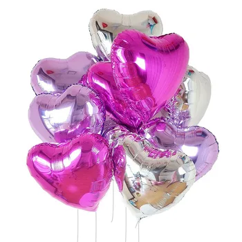 10шт Фольгированных воздушных шаров 18 дюймов в форме сердца На День Рождения Свадебный воздушный шар Детский душ Рождественская вечеринка Украшение детская игрушка Бесплатная доставка