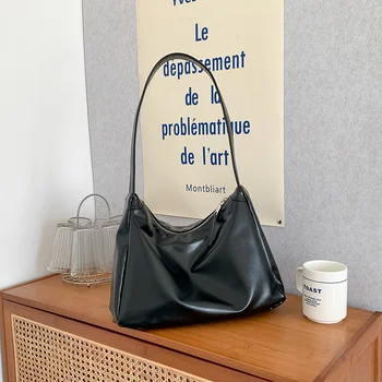 Женская сумка через плечо из мягкой искусственной кожи большой емкости 2023, новинка в модном дизайне, женские однотонные простые сумки и портмоне