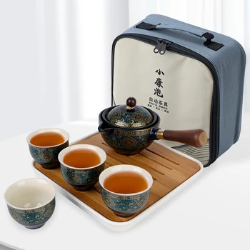 Цветы Изысканной формы, керамическая чайная чашка для пуэра, вращающаяся на 360 градусов, чайник для заварки, Фарфоровый китайский чайный набор Gongfu
