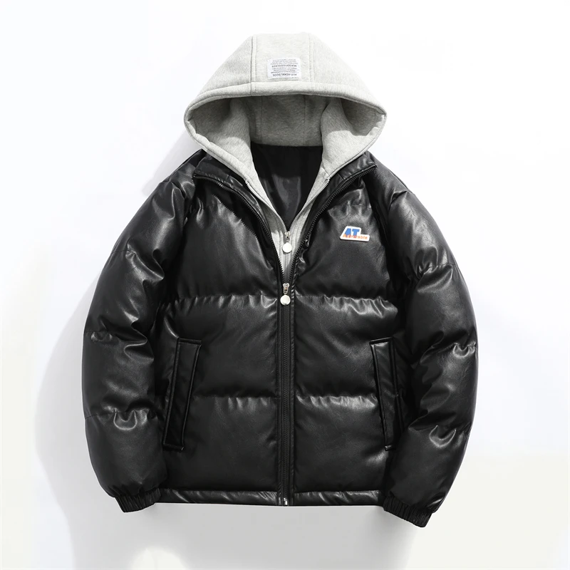 Мужская пуховая куртка с капюшоном, большие размеры, теплые зимние куртки, теплое утепленное пальто, ветрозащитные и водонепроницаемые кожаные парки с капюшоном 1