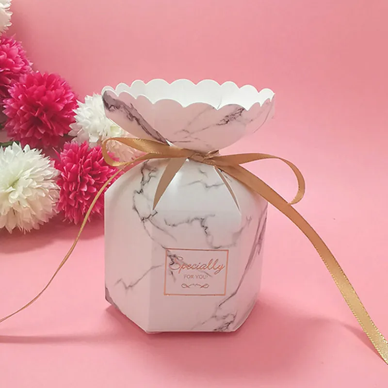 50 шт./лот, Шестиугольная ваза, свадебная коробка конфет с сувенирной сумкой, креативные вечерние принадлежности в европейском стиле для гостей 4