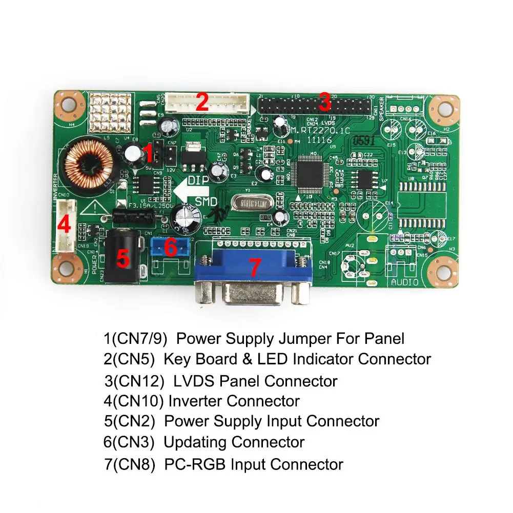 Для TM100SV M.RT2270 Плата драйвера ЖК-/светодиодного контроллера (VGA) LVDS монитор для повторного использования ноутбука 800x600 1