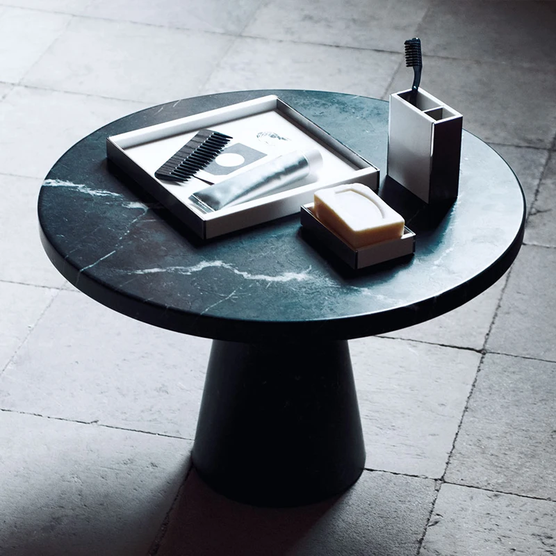 Скандинавский дизайн, новая мебель для гостиной, минималистичный круглый журнальный столик из черного мрамора, натуральный мрамор, оптовая настройка 0