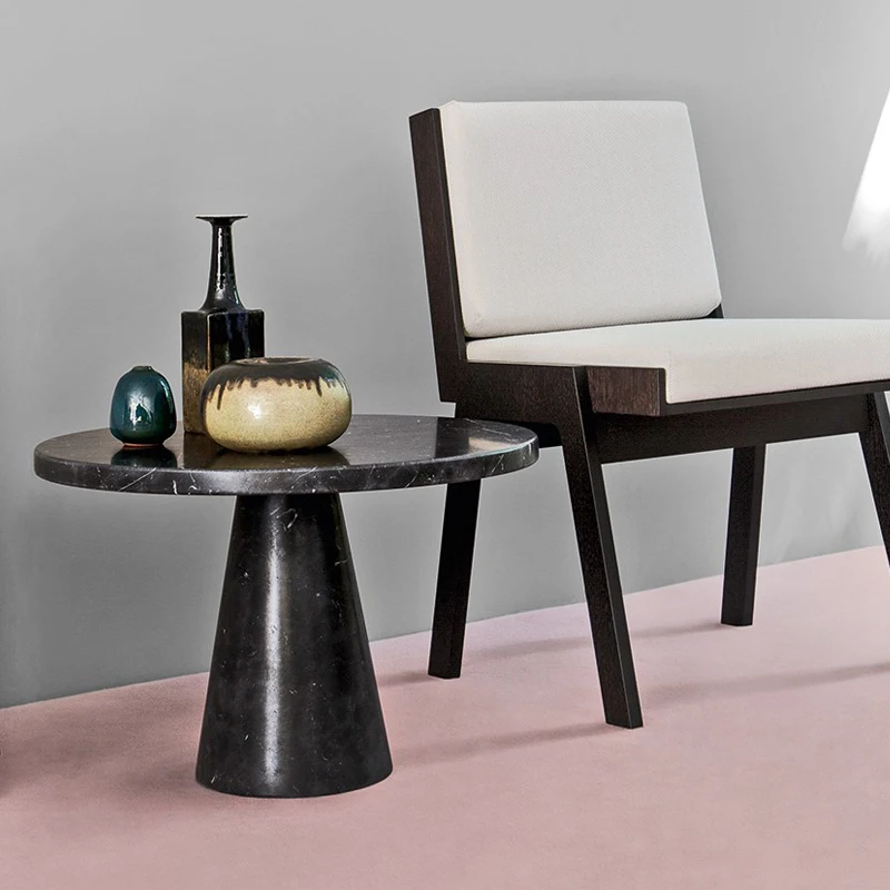 Скандинавский дизайн, новая мебель для гостиной, минималистичный круглый журнальный столик из черного мрамора, натуральный мрамор, оптовая настройка 1