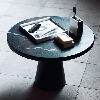 Скандинавский дизайн, новая мебель для гостиной, минималистичный круглый журнальный столик из черного мрамора, натуральный мрамор, оптовая настройка