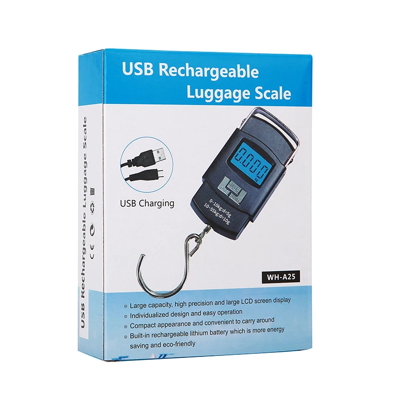 Весы для зарядки через USB 55 кг 10 г ЖК-экран, цифровые подвесные кухонные весы с подсветкой и крючком, электронные весы для взвешивания багажа 5